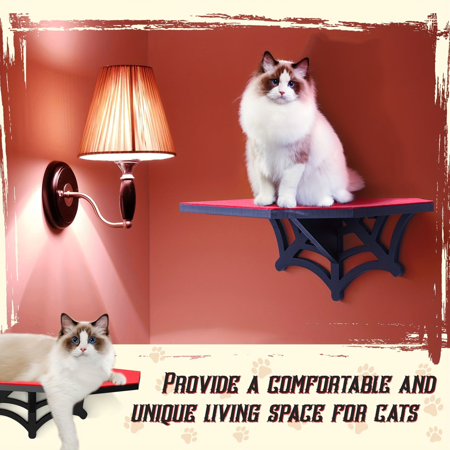 Gothic coffin spider web Wall Mounted Cat Shelf