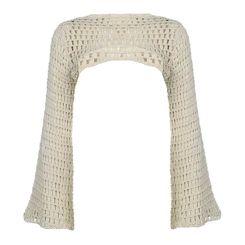 Crochet Fishnet Flare Sleeve Cover Up