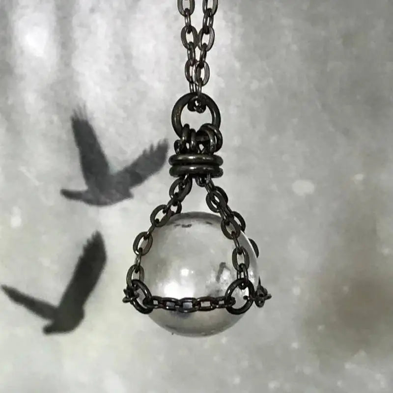 Clear Quartz Crystal Ball Necklace