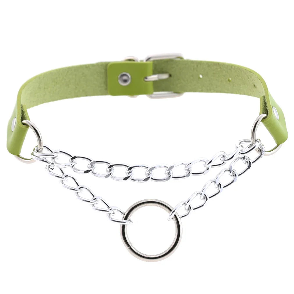 Green Gothic Punk Choker Necklaces