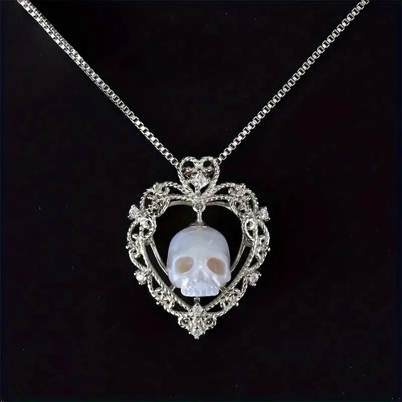 Pearl Skull Pendant Necklace