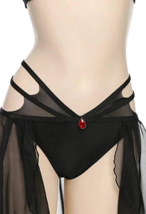 Pentagram Mesh Top and Bottom Two Piece Swimsuit