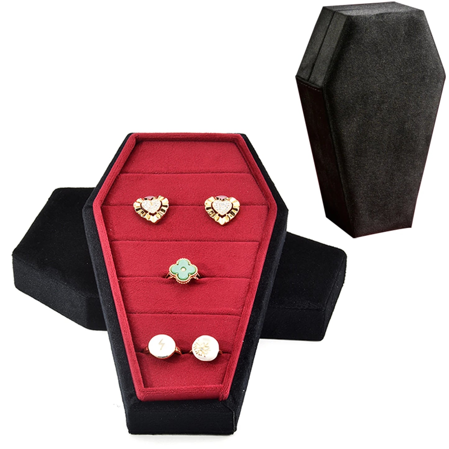 Velvet Coffin Shape Jewelry Box