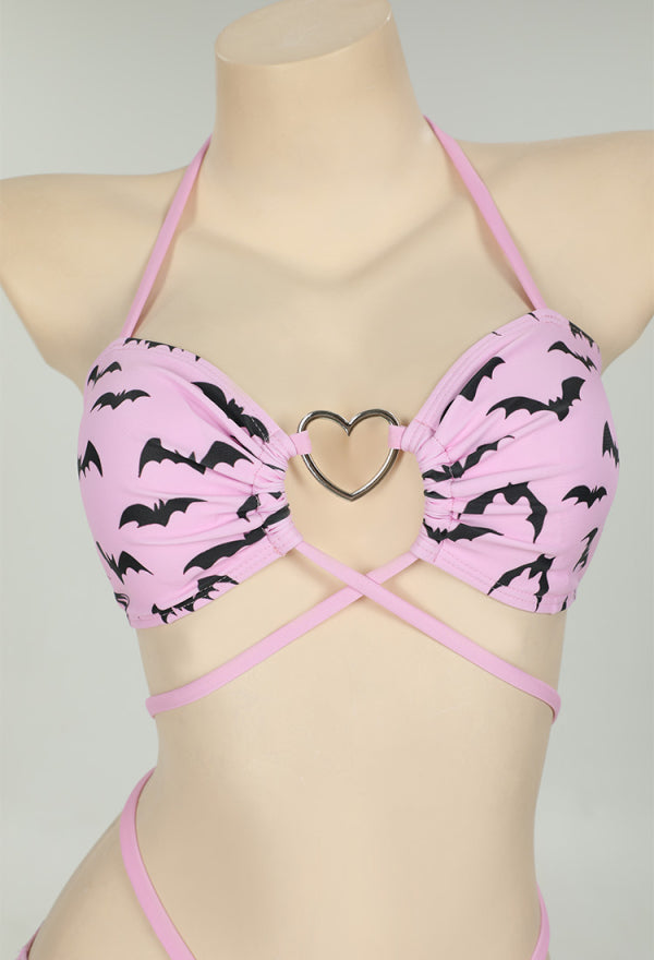 Pastel Goth Bat Two Piece Bikini Swimsuit