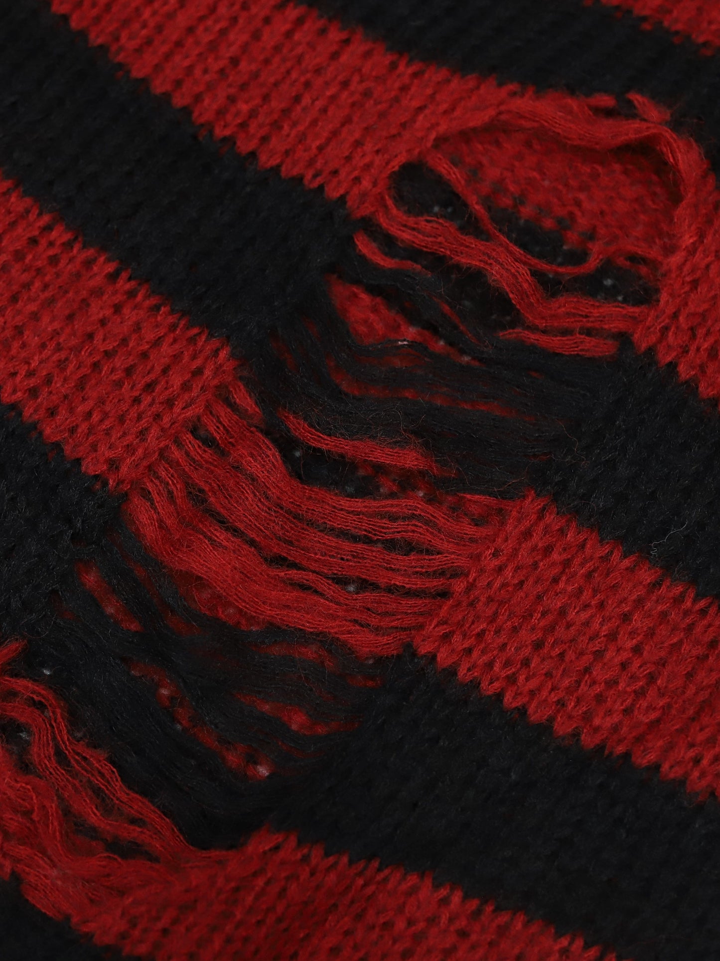 Gothic Striped Ripped Knitted Sweater