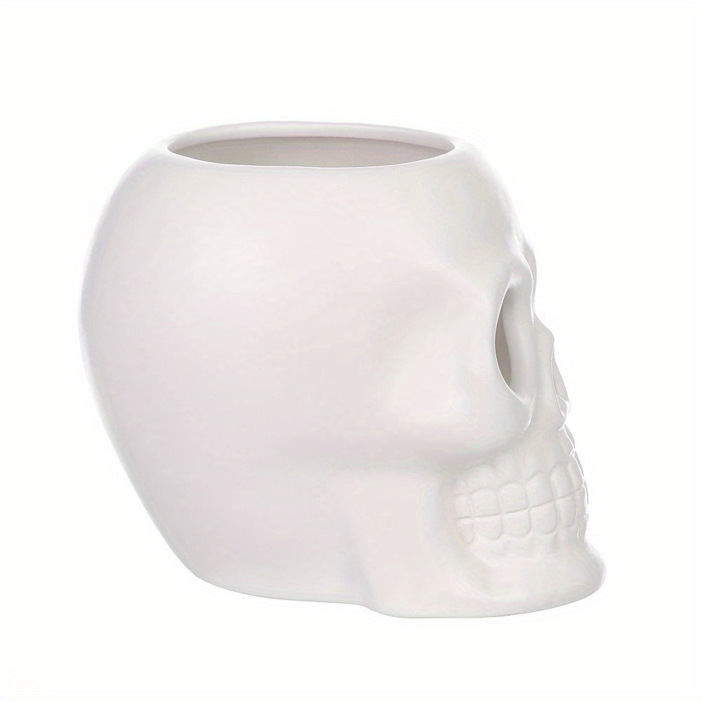 White Ceramic Skull Vase