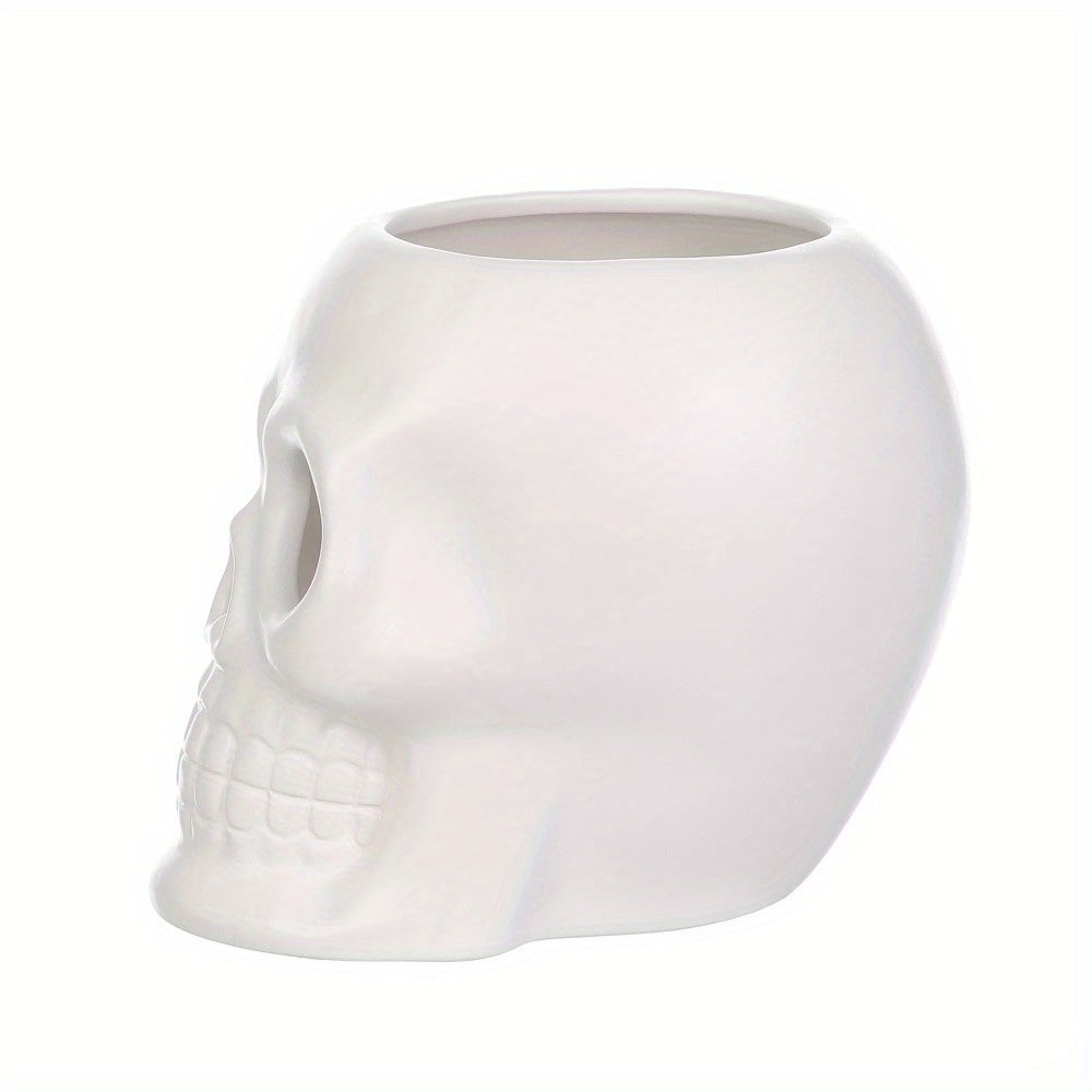 White Ceramic Skull Vase