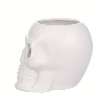 White Ceramic Skull Vase