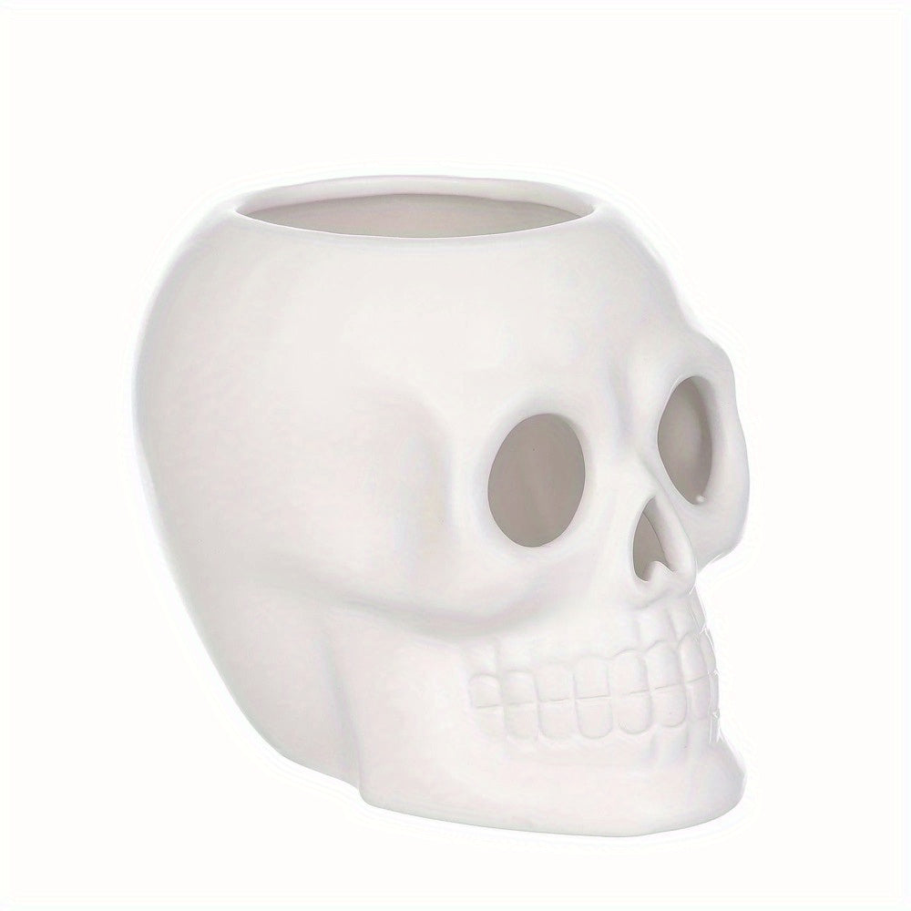 White Ceramic Skull Vase