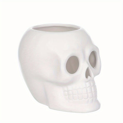 White Ceramic Skull Vase
