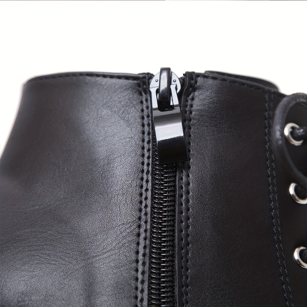 Block Heeled Short Buckle Boots