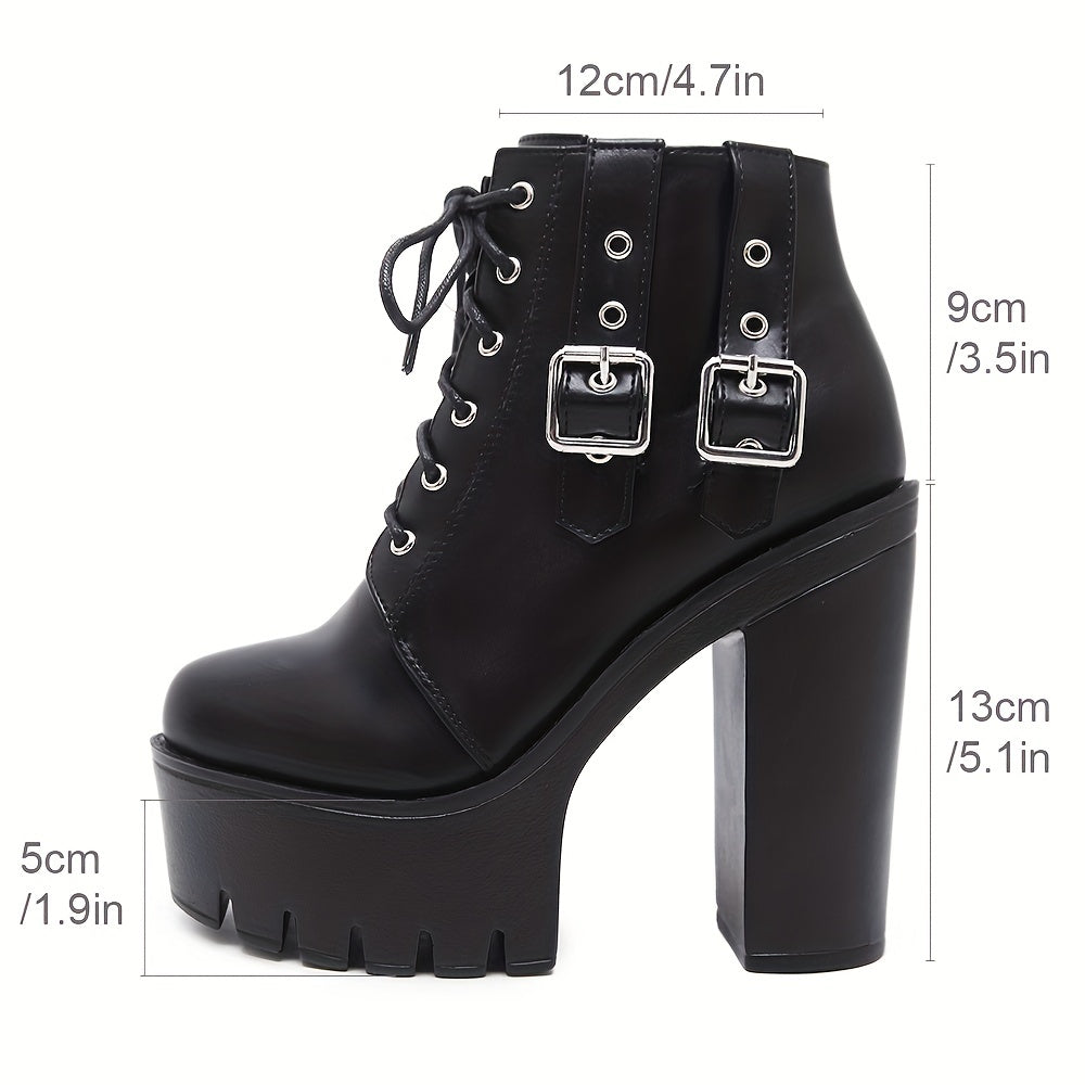 Block Heeled Short Buckle Boots