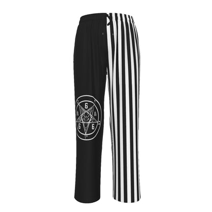 Pentagram Split Contrast Striped Pajama Pants