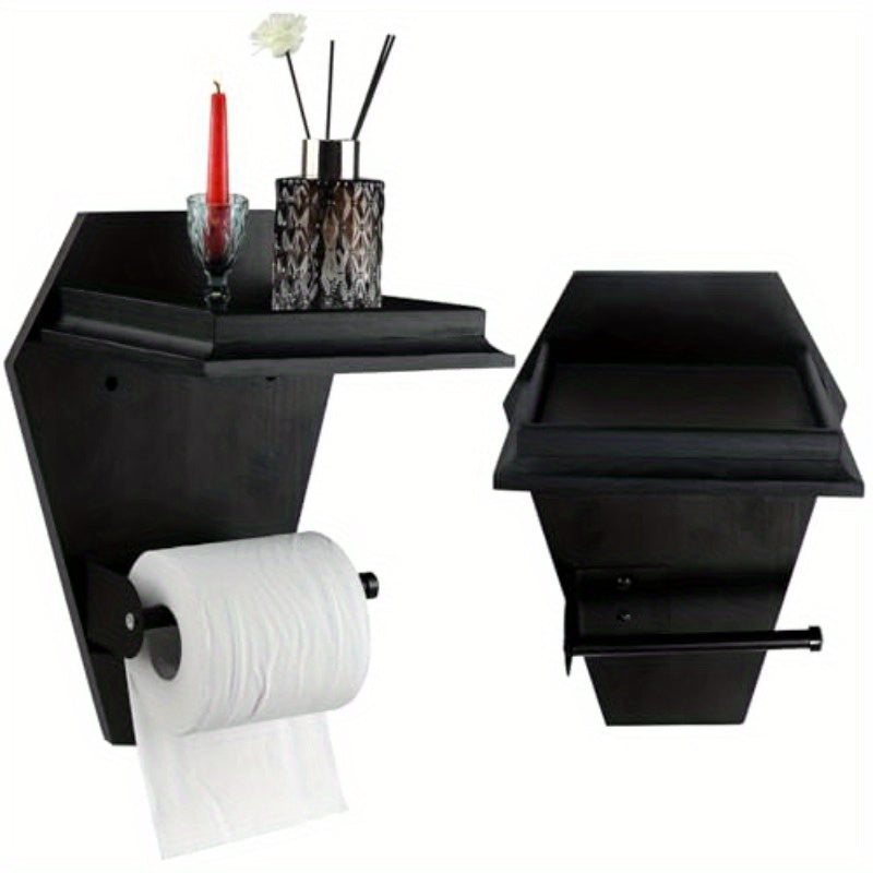 Gothic Coffin Toilet Paper Holder with Shelf
