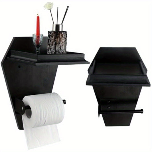 Gothic Coffin Toilet Paper Holder with Shelf