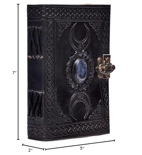 Tripple Moon Blue Lapiz Embossed Vintage Leather Journal