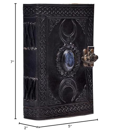 Tripple Moon Blue Lapiz Embossed Vintage Leather Journal