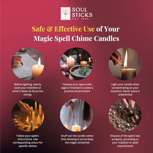 SOUL STICKS Love Magic Spell Chime Taper Candles 20 Pack - Ideal for Altar, Rituals, Ceremonies, Meditation Red Colored Candle for Witchcraft Supplies, Wiccan Supplies and Tools, Candle Clearance