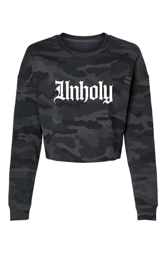 Unholy Black Camo Cropped Sweater