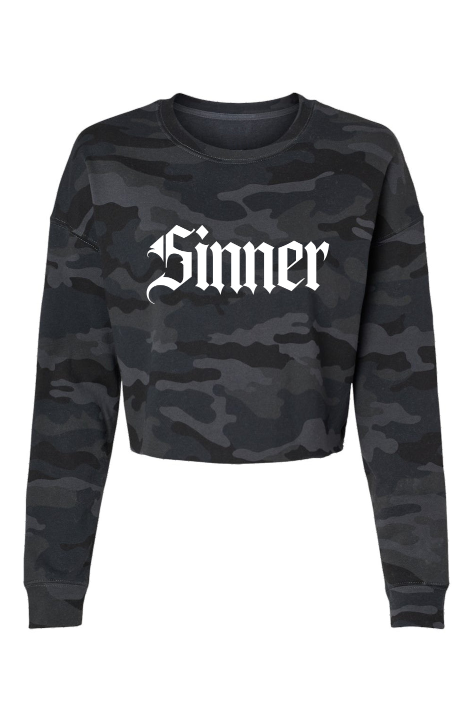 Sinner Black Camo Cropped Sweater