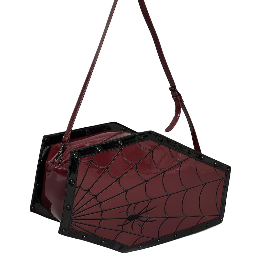 Dolls Kill Dead Weight Coffin Weekender by Widow - Coffin Shape Bag Made From Vegan Leather, Perfect for Spooky Getaways - Black