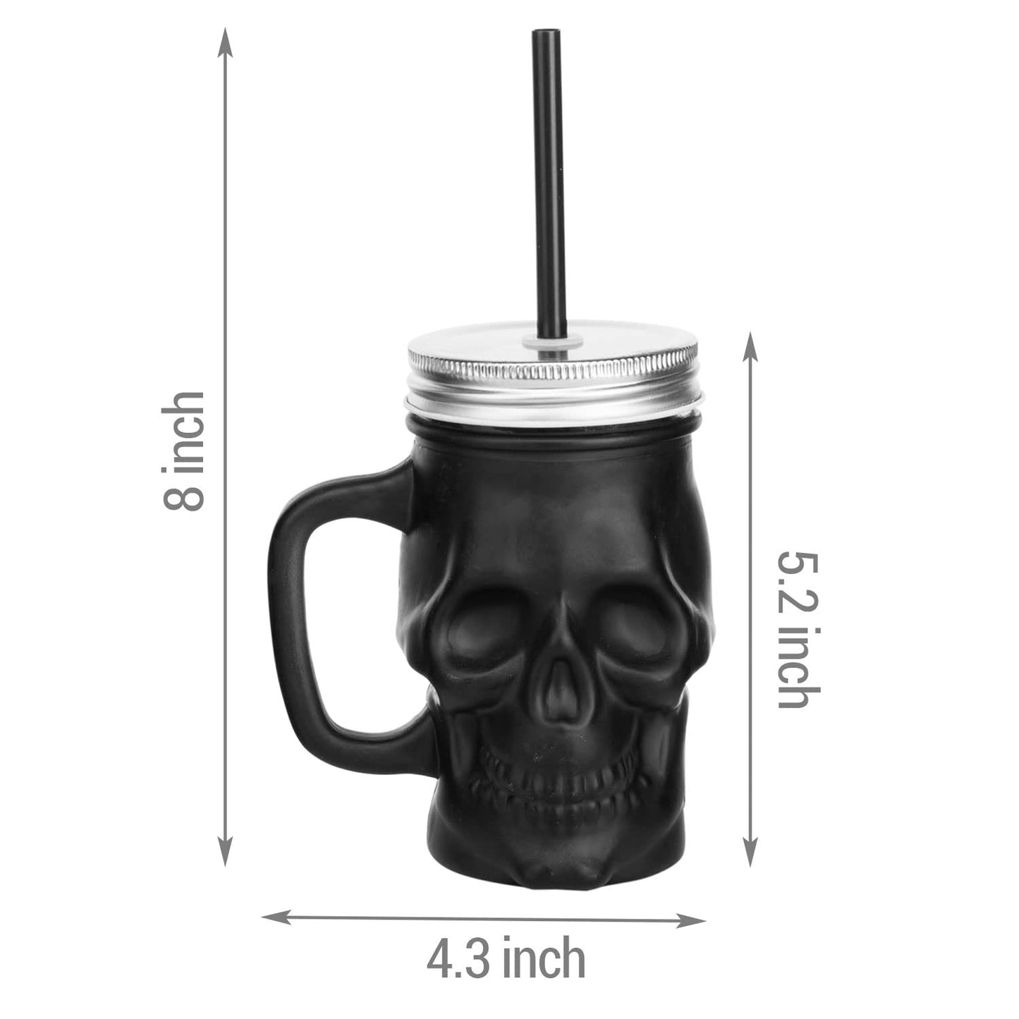 Matte Black Skull Mason Jar Glasses (Set of 4)