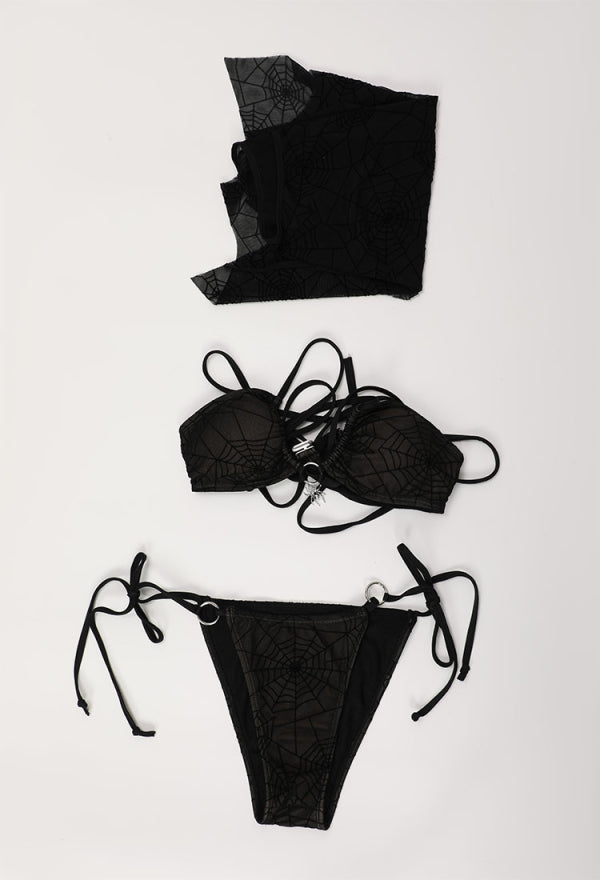 Spider Web Swimsuit Two Piece Bikini with Cover