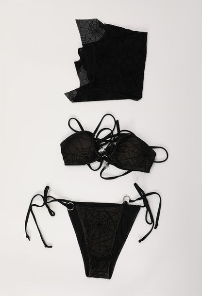 Spider Web Swimsuit Two Piece Bikini with Cover