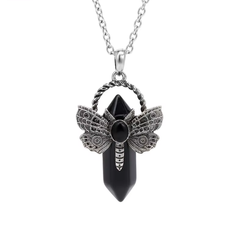 Death Moth Crystal Necklace