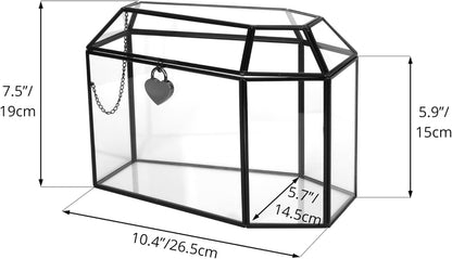Gothic Glass Coffin Box with Swing Lid and Lock