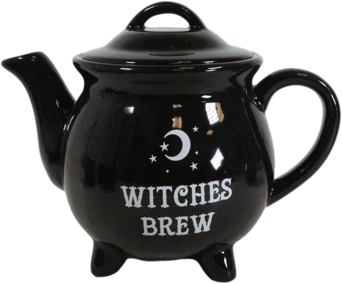 Witches Brew Black Cauldron Teapot And 4 Mugs