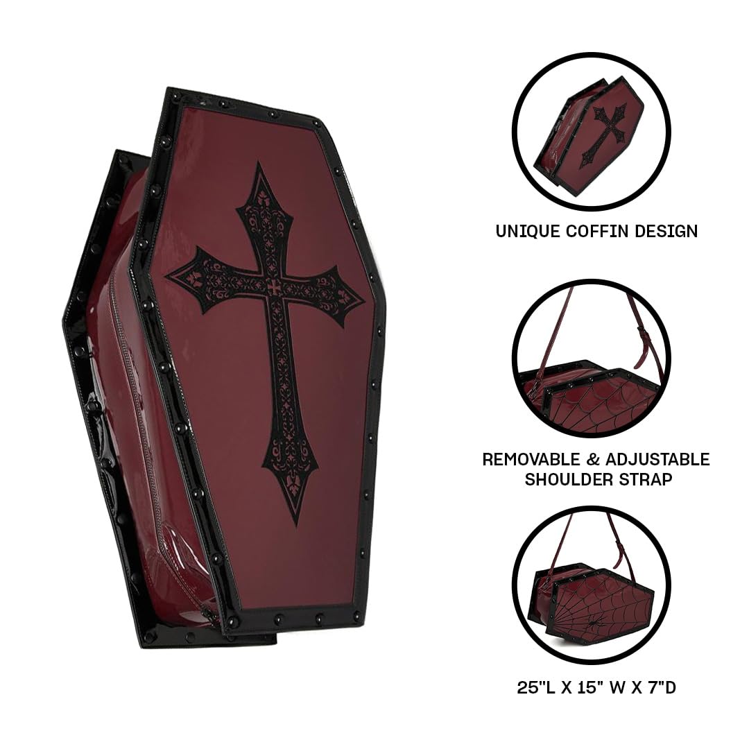 Dolls Kill Dead Weight Coffin Weekender by Widow - Coffin Shape Bag Made From Vegan Leather, Perfect for Spooky Getaways - Black