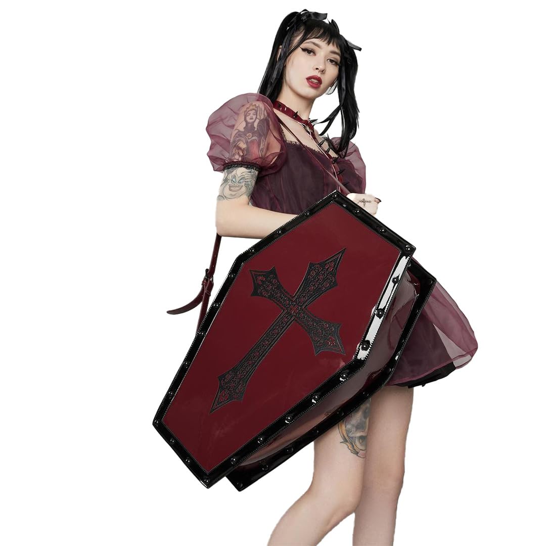Dolls Kill Dead Weight Coffin Weekender by Widow - Coffin Shape Bag Made From Vegan Leather, Perfect for Spooky Getaways - Black
