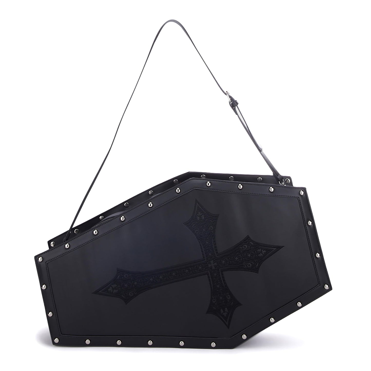 Dolls Kill Dead Weight Coffin Weekender by Widow - Coffin Shape Bag Made From Vegan Leather, Perfect for Spooky Getaways - Black