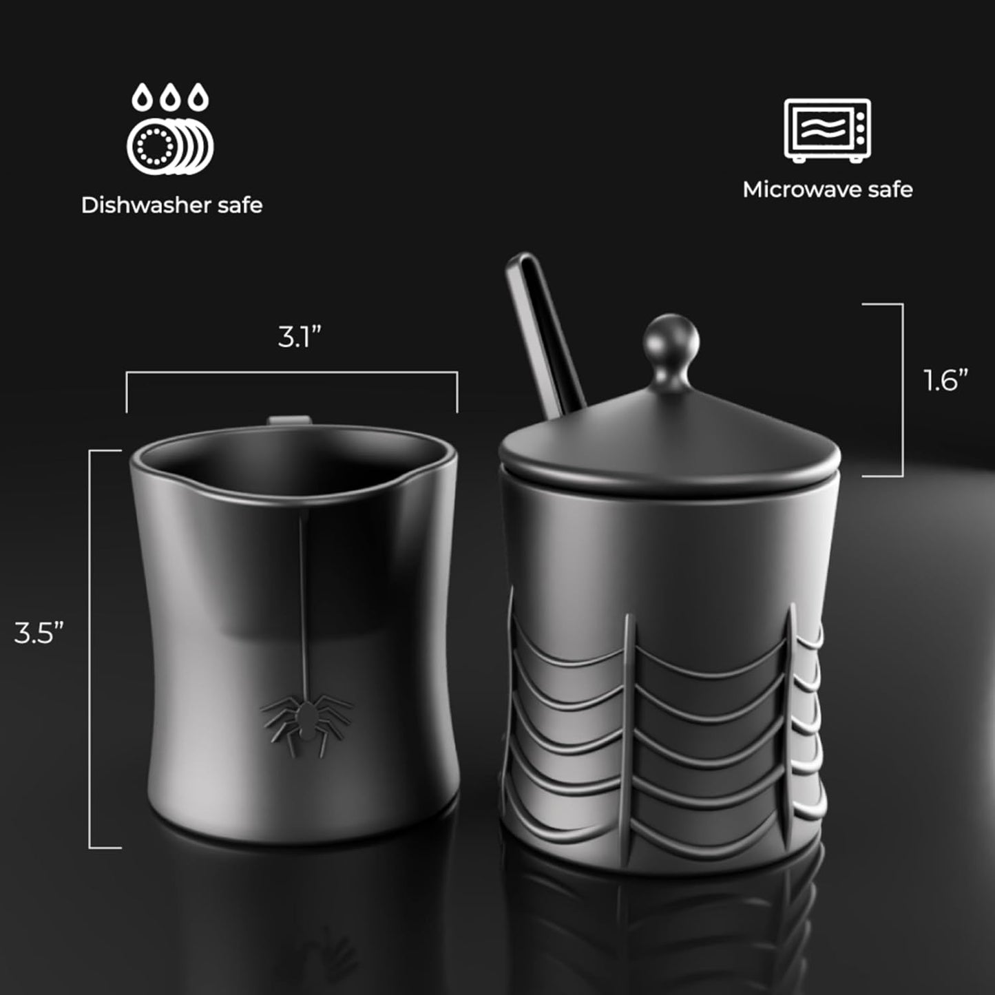 Black Spiderweb Sugar and Creamer Set