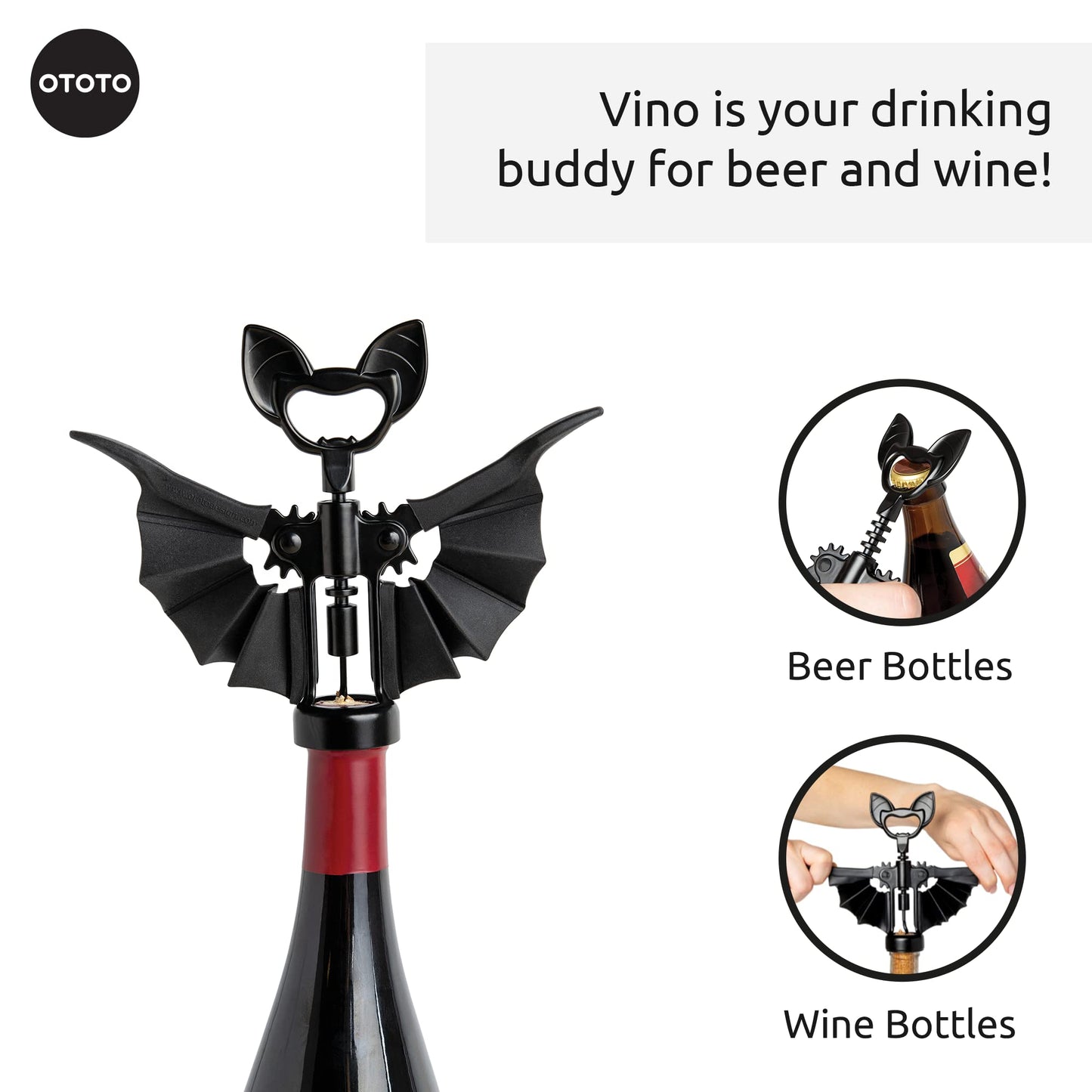 OTOTO Abridor de vino y cerveza 2 en 1, regalos góticos de Halloween, accesorios góticos de vino y regalos para amantes del vino, abridor de botellas de sacacorchos espeluznante, accesorios de vino,