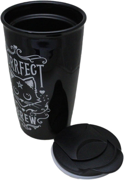 Purrfect Brew Pentagram Cat Tumbler