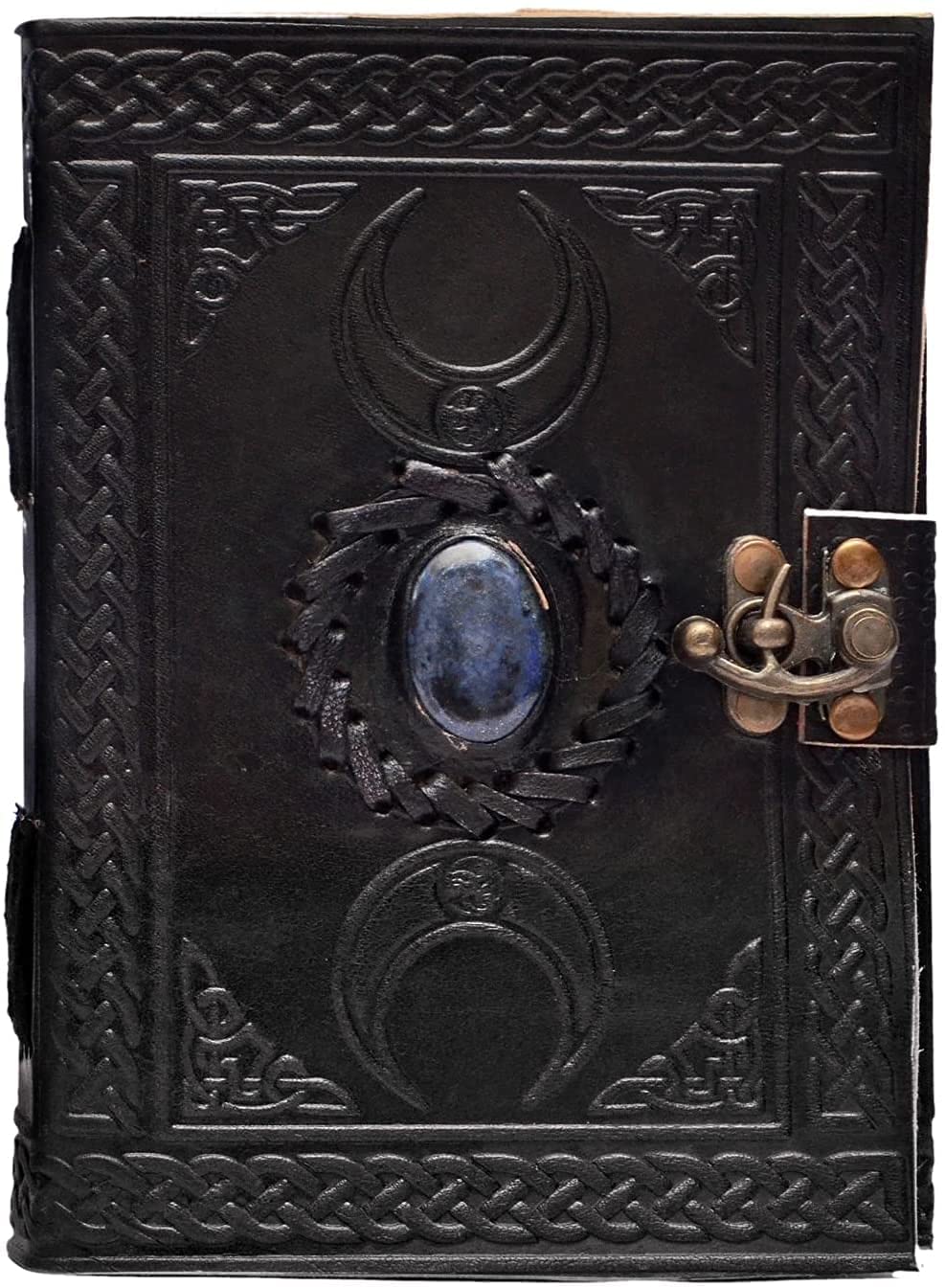 Tripple Moon Blue Lapiz Embossed Vintage Leather Journal