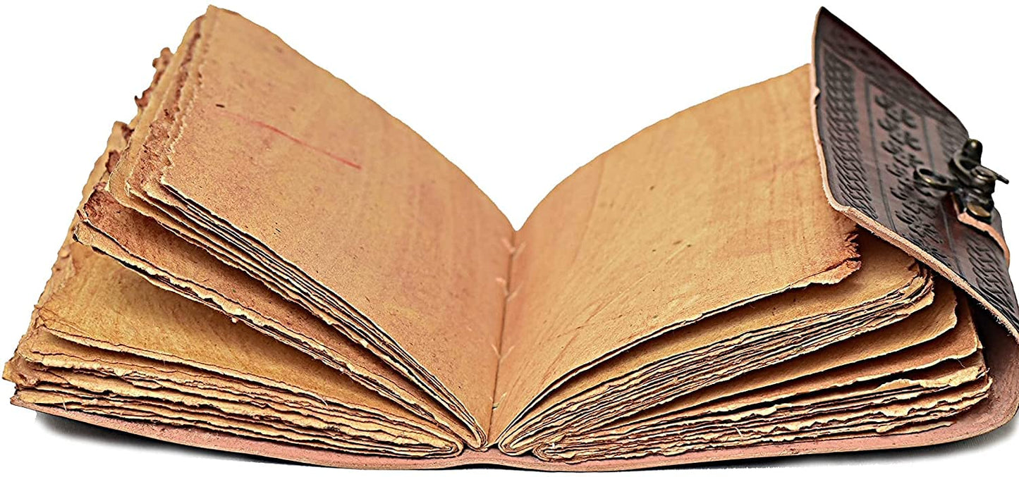 Tripple Moon Blue Lapiz Embossed Vintage Leather Journal