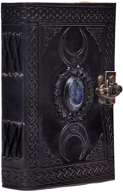 Tripple Moon Blue Lapiz Embossed Vintage Leather Journal