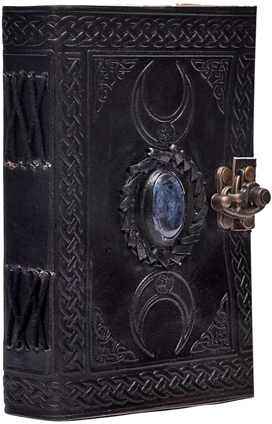 Tripple Moon Blue Lapiz Embossed Vintage Leather Journal