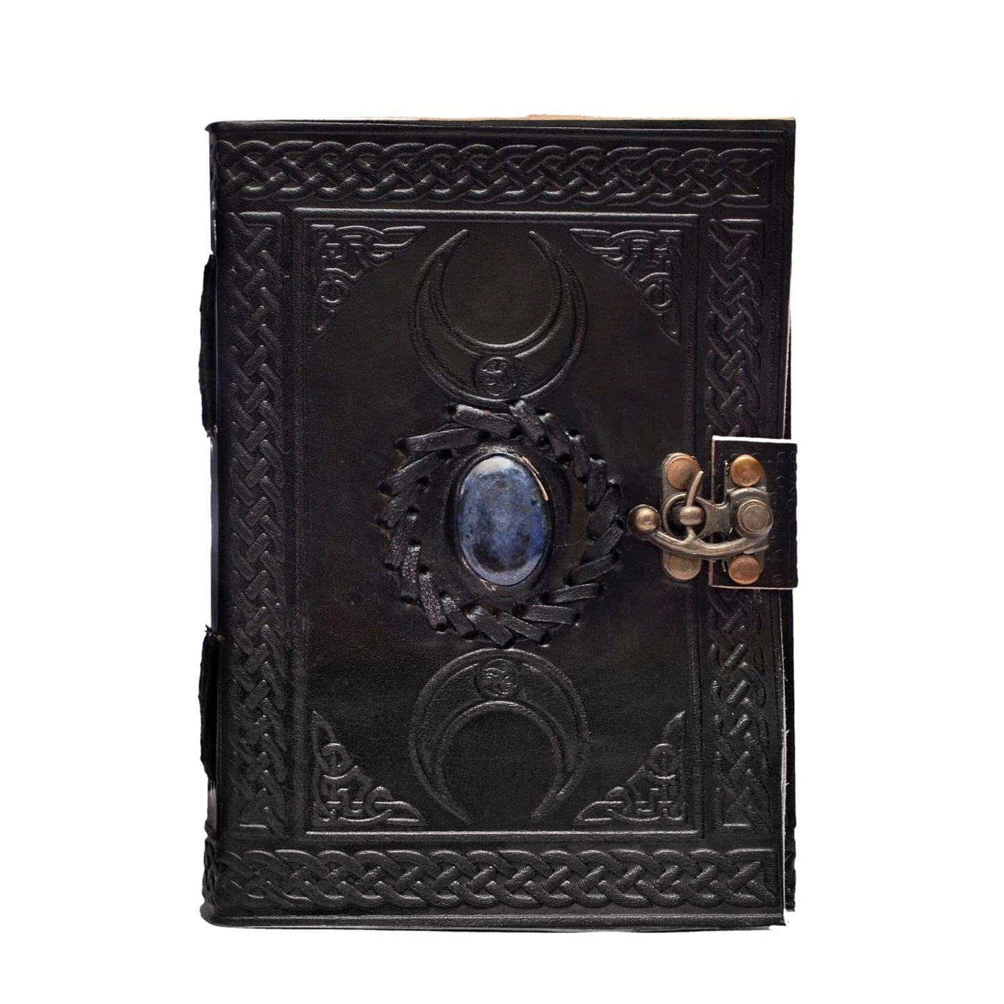 Tripple Moon Blue Lapiz Embossed Vintage Leather Journal