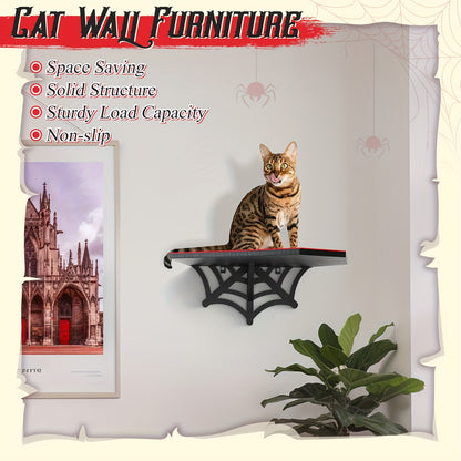 Gothic coffin spider web Wall Mounted Cat Shelf