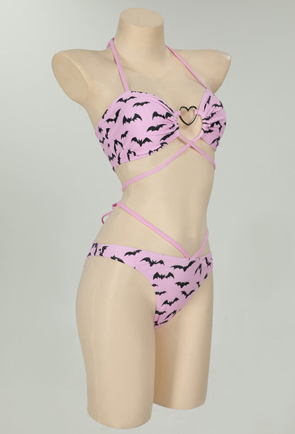 Pastel Goth Bat Two Piece Bikini Swimsuit