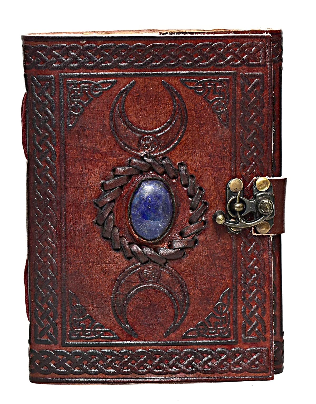 Tripple Moon Blue Lapiz Embossed Vintage Leather Journal