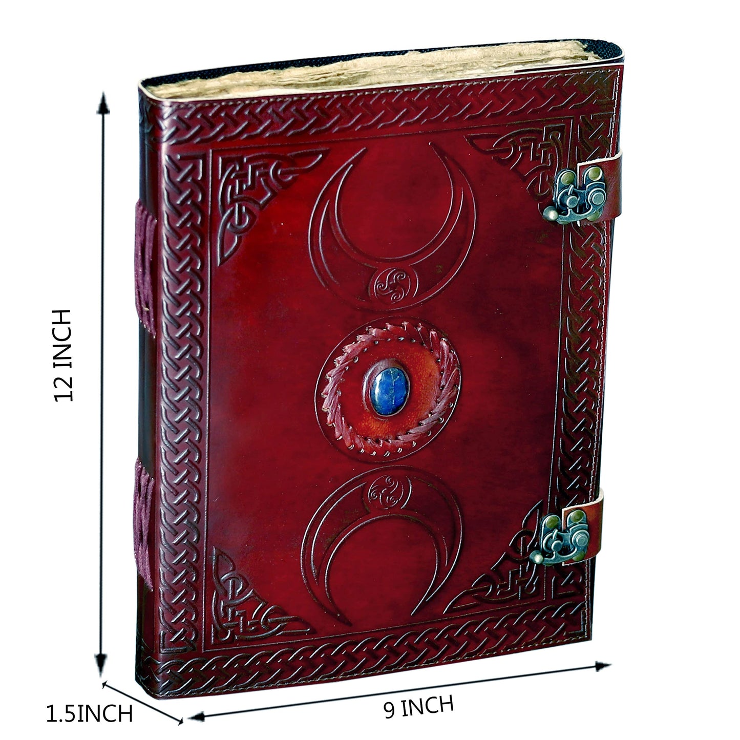 Tripple Moon Blue Lapiz Embossed Vintage Leather Journal