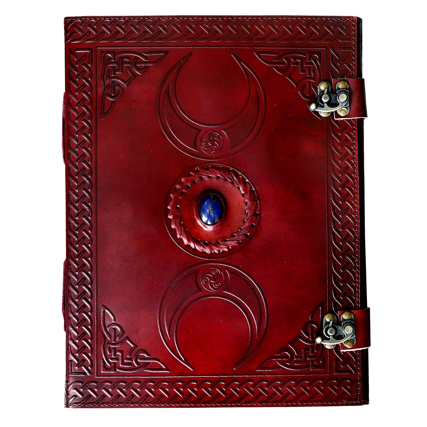 Tripple Moon Blue Lapiz Embossed Vintage Leather Journal