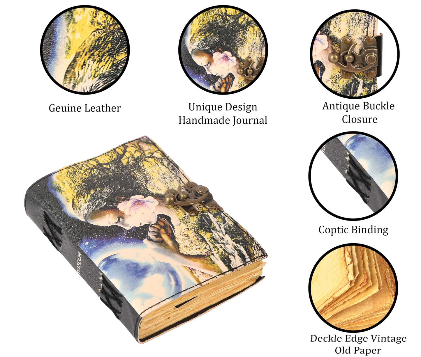 Various Designs Book of Spells Leather Bound Journal