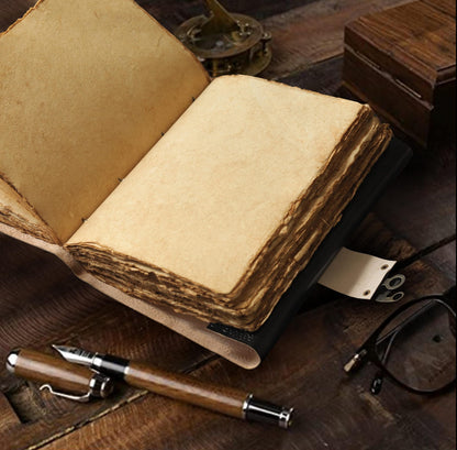 Tripple Moon Blue Lapiz Embossed Vintage Leather Journal