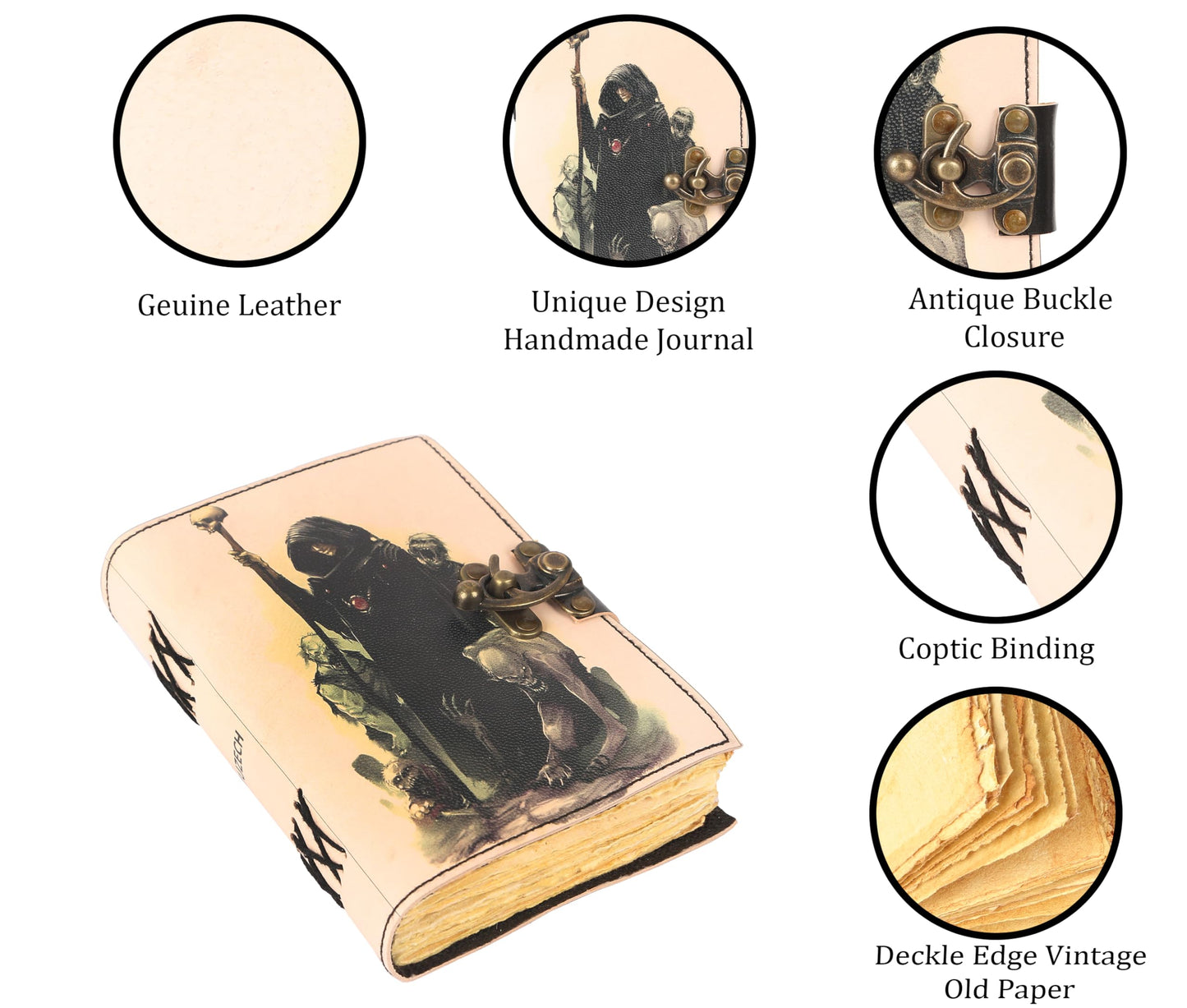 Various Designs Book of Spells Leather Bound Journal